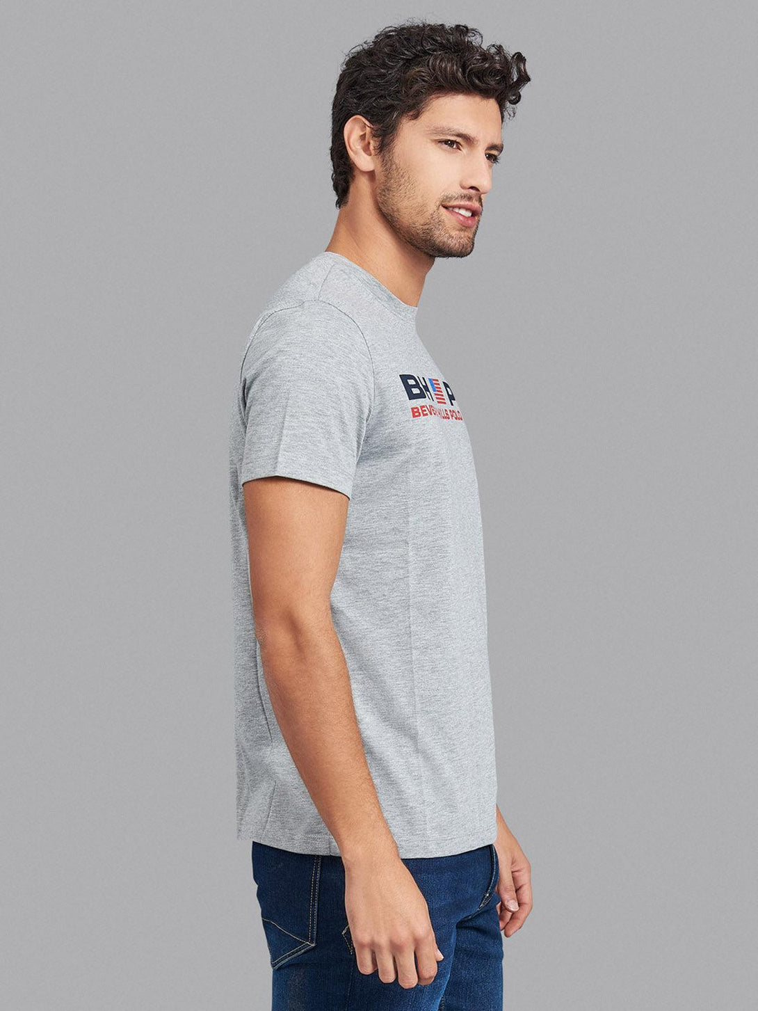 Beverly Hills Polo Club UK-BHPC SPORT FLAG T-SHIRT HEATHER GREY