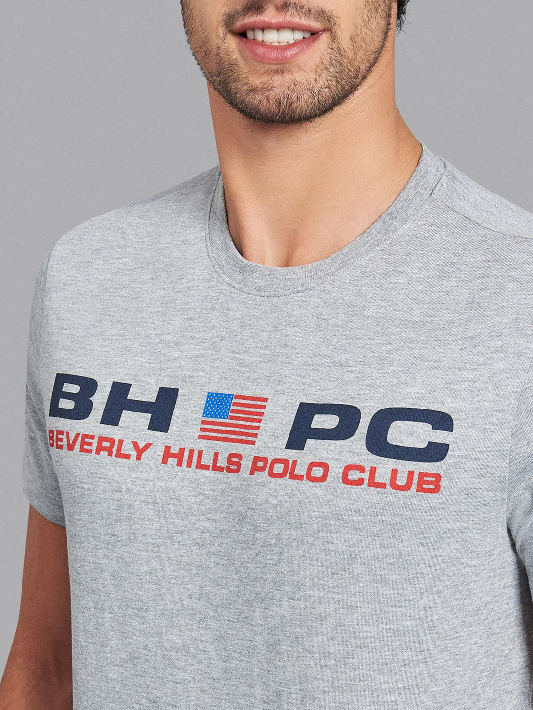 Beverly Hills Polo Club UK-BHPC SPORT FLAG T-SHIRT HEATHER GREY