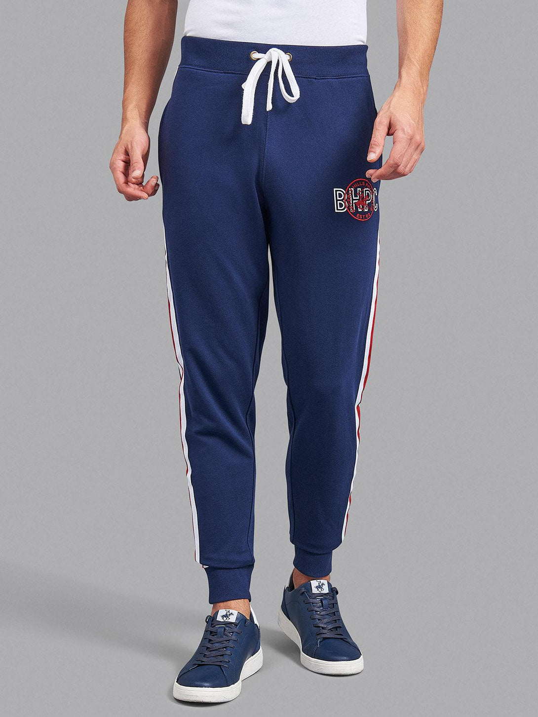 Beverly Hills Polo Club UK-BHPC SPORT STRIPE SLIM LINE JOGGERS TRUE NAVY