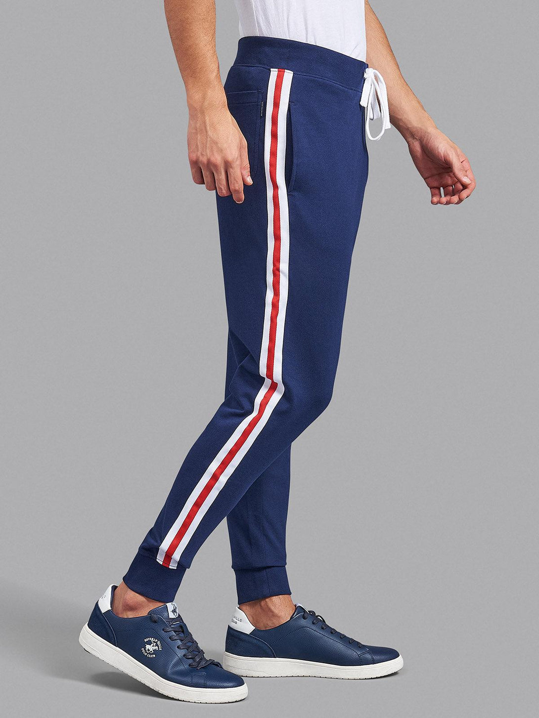 Beverly Hills Polo Club UK-BHPC SPORT STRIPE SLIM LINE JOGGERS TRUE NAVY