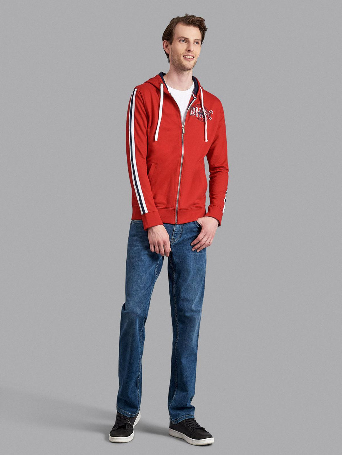 Beverly Hills Polo Club UK-BHPC SPORT STRIPE ZIP HOODIE AA RED