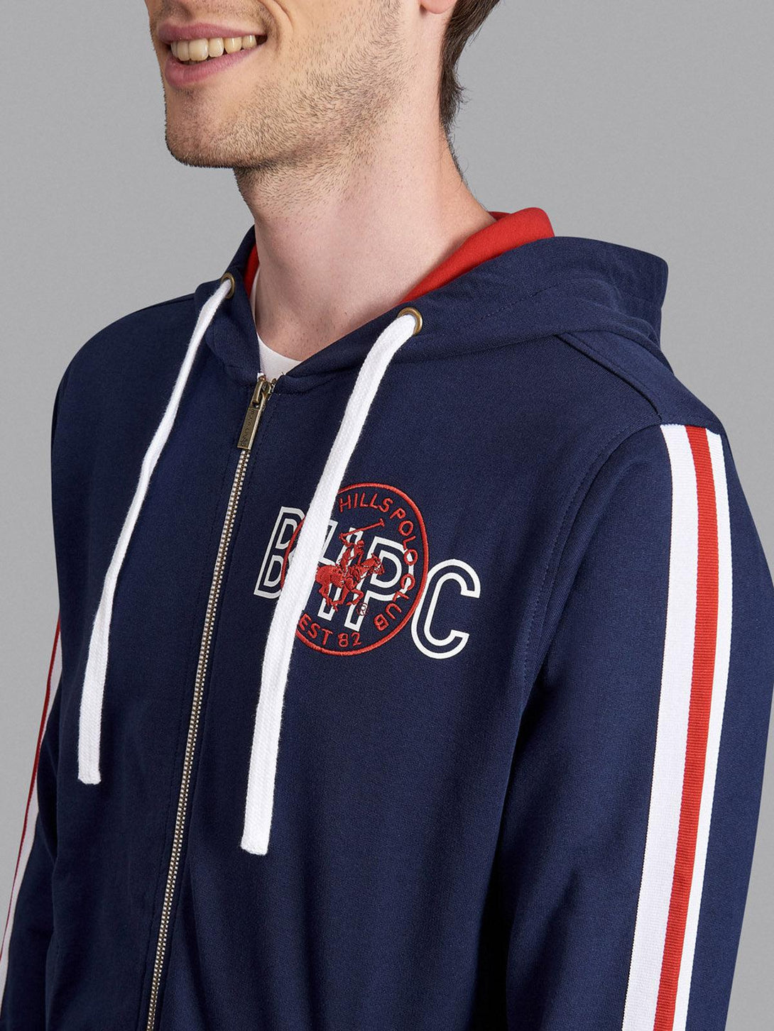 Beverly Hills Polo Club UK-BHPC SPORT STRIPE ZIP HOODIE TRUE NAVY