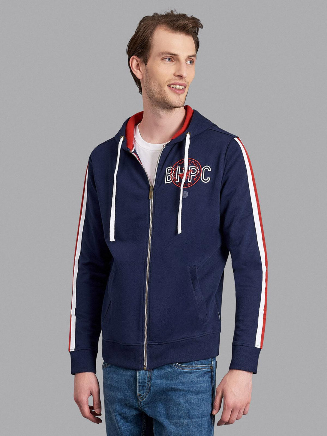 Beverly Hills Polo Club UK-BHPC SPORT STRIPE ZIP HOODIE TRUE NAVY