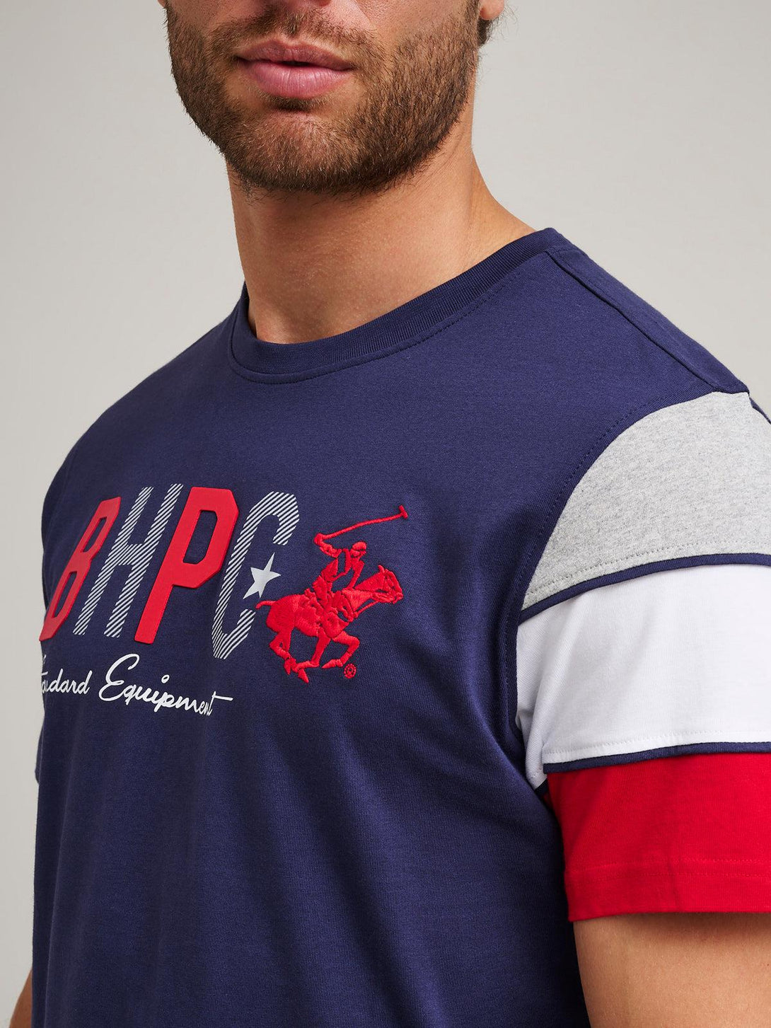 Beverly Hills Polo Club UK-BHPC STANDARD EQUIPMENT TEAM SLEEVE T-SHIRT TRUE NAVY