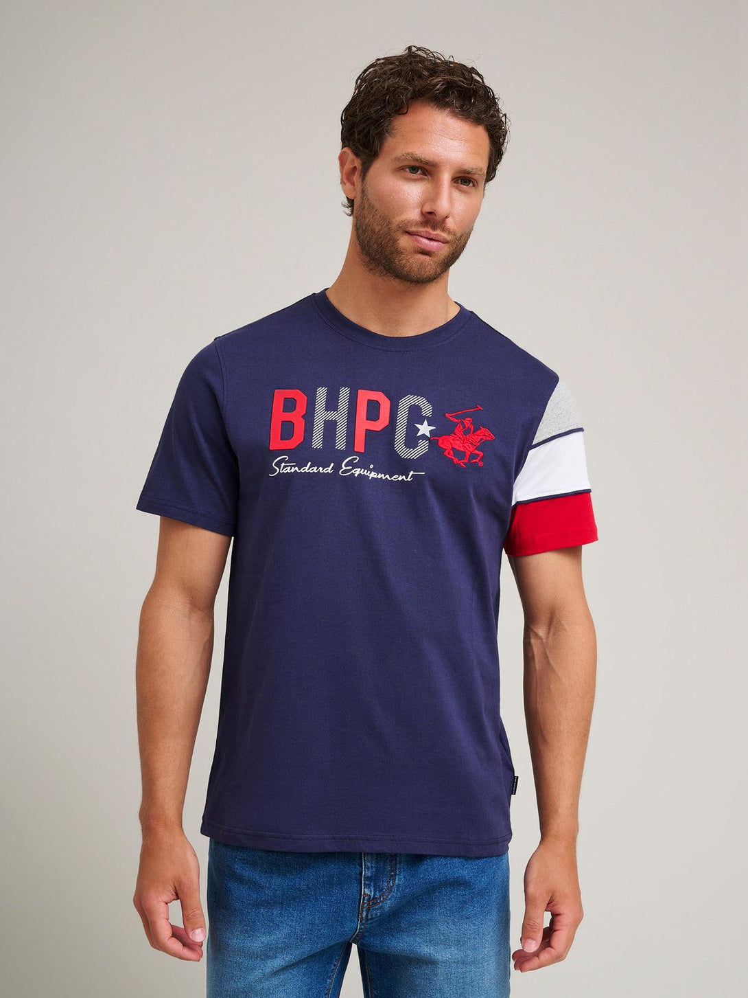 Beverly Hills Polo Club UK-BHPC STANDARD EQUIPMENT TEAM SLEEVE T-SHIRT TRUE NAVY