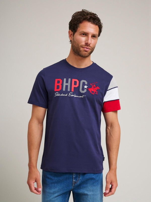 Beverly Hills Polo Club UK-BHPC STANDARD EQUIPMENT TEAM SLEEVE T-SHIRT TRUE NAVY