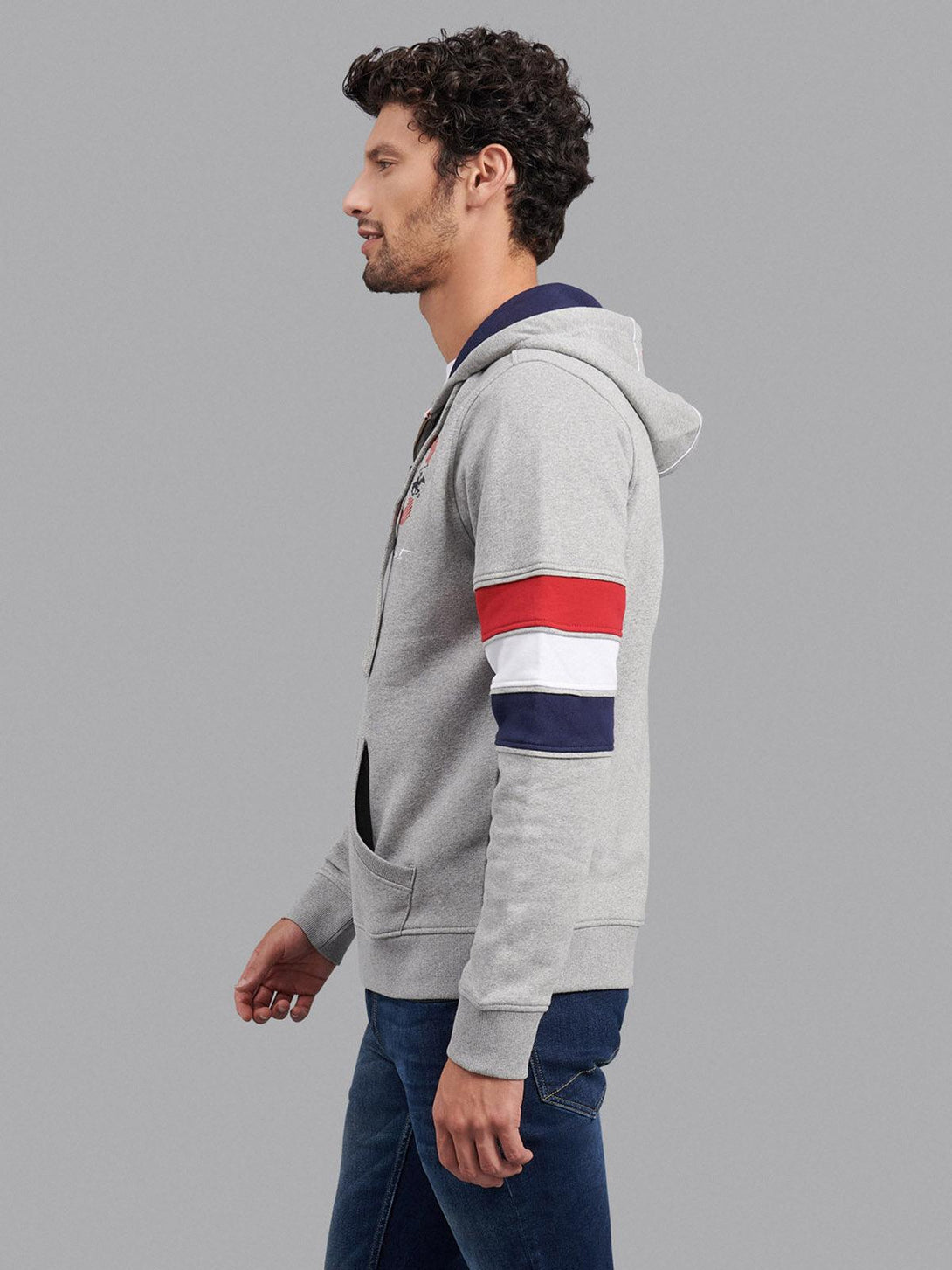 Beverly Hills Polo Club UK-BHPC STANDARD EQUIPMENT ZIP HOODIE HEATHER GREY