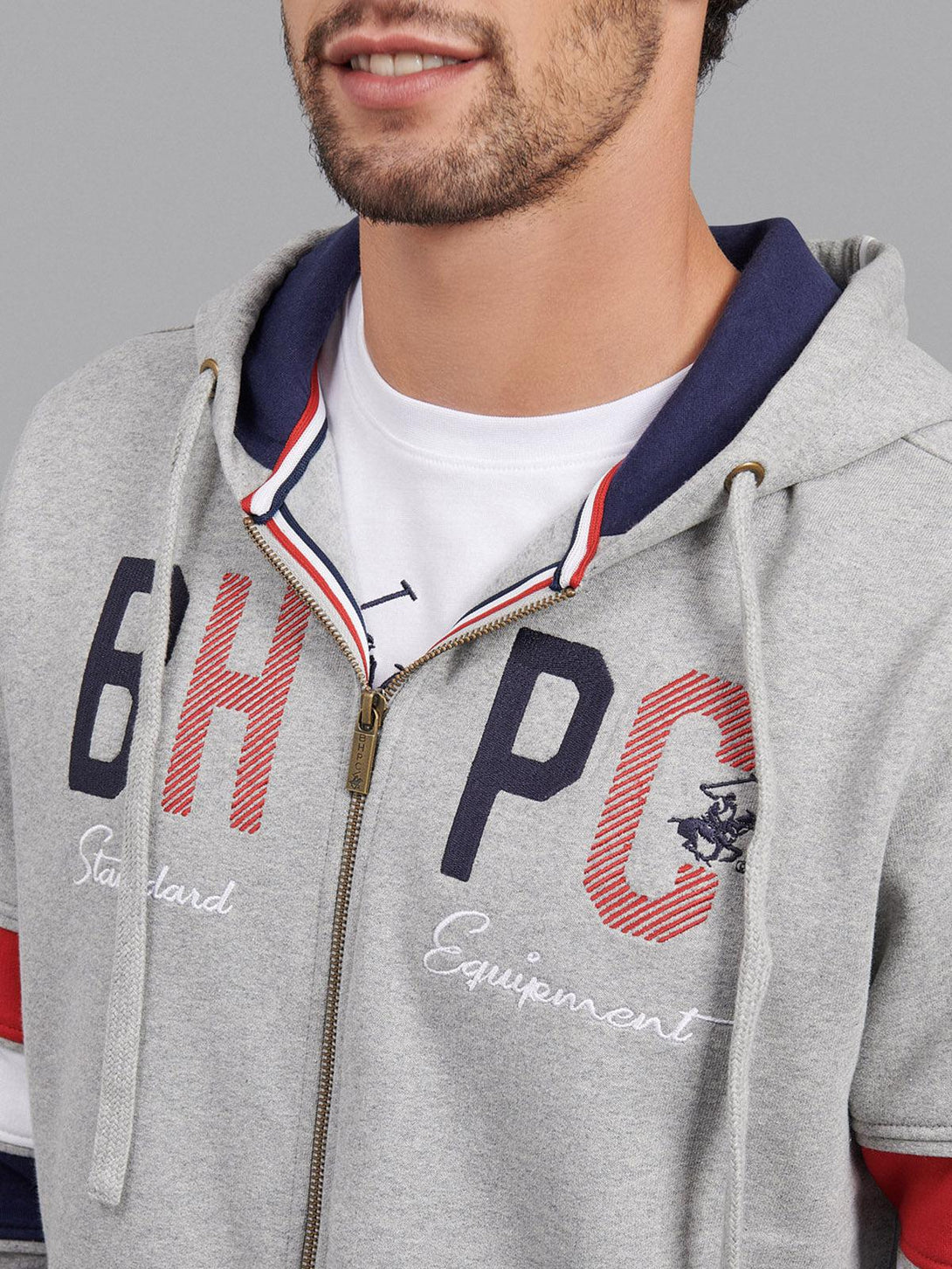 Beverly Hills Polo Club UK-BHPC STANDARD EQUIPMENT ZIP HOODIE HEATHER GREY