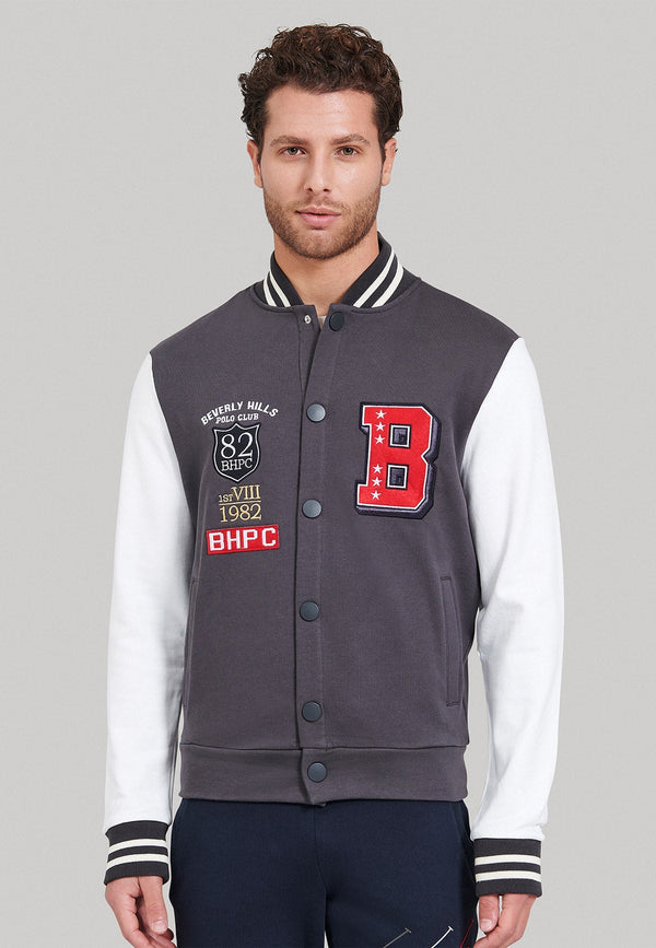 Beverly Hills Polo Club UK-BHPC VARSITY JACKET DARK GREY