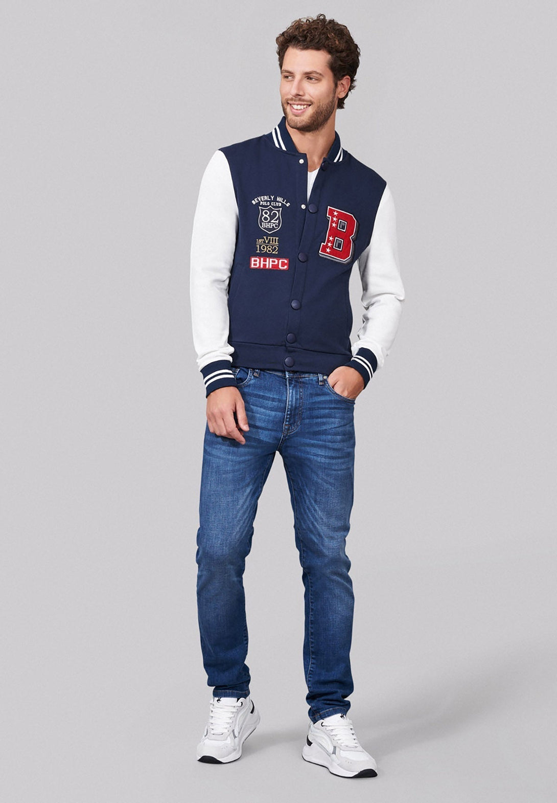 Beverly Hills Polo Club UK-BHPC VARSITY JACKET NAVY