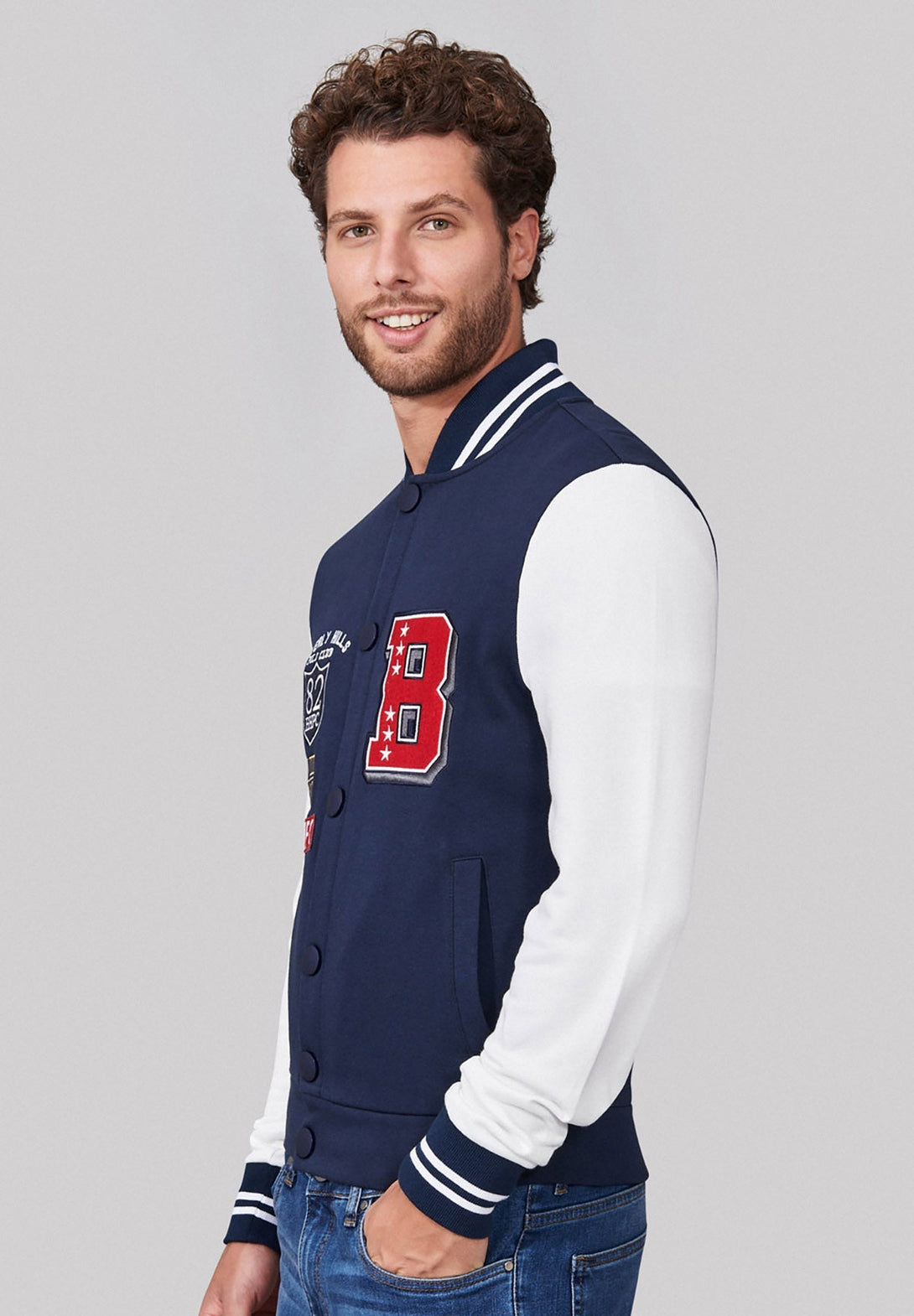 Beverly Hills Polo Club UK-BHPC VARSITY JACKET NAVY