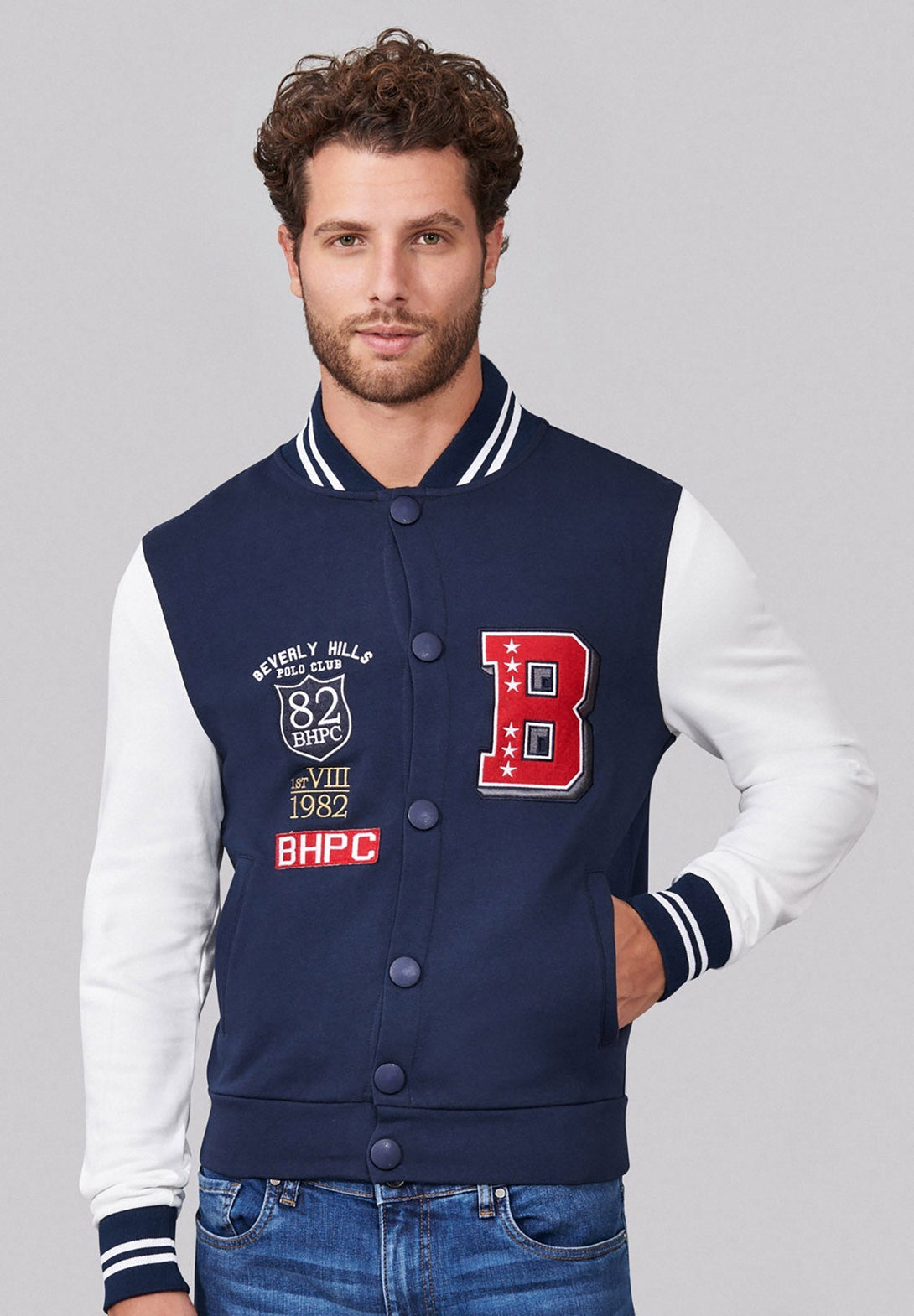 Beverly Hills Polo Club UK-BHPC VARSITY JACKET NAVY