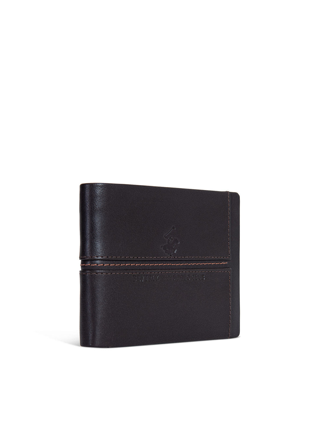 Beverly Hills Polo Club UK-BIFOLD EMBOSSED POLO PONY WALLET DARK BROWN