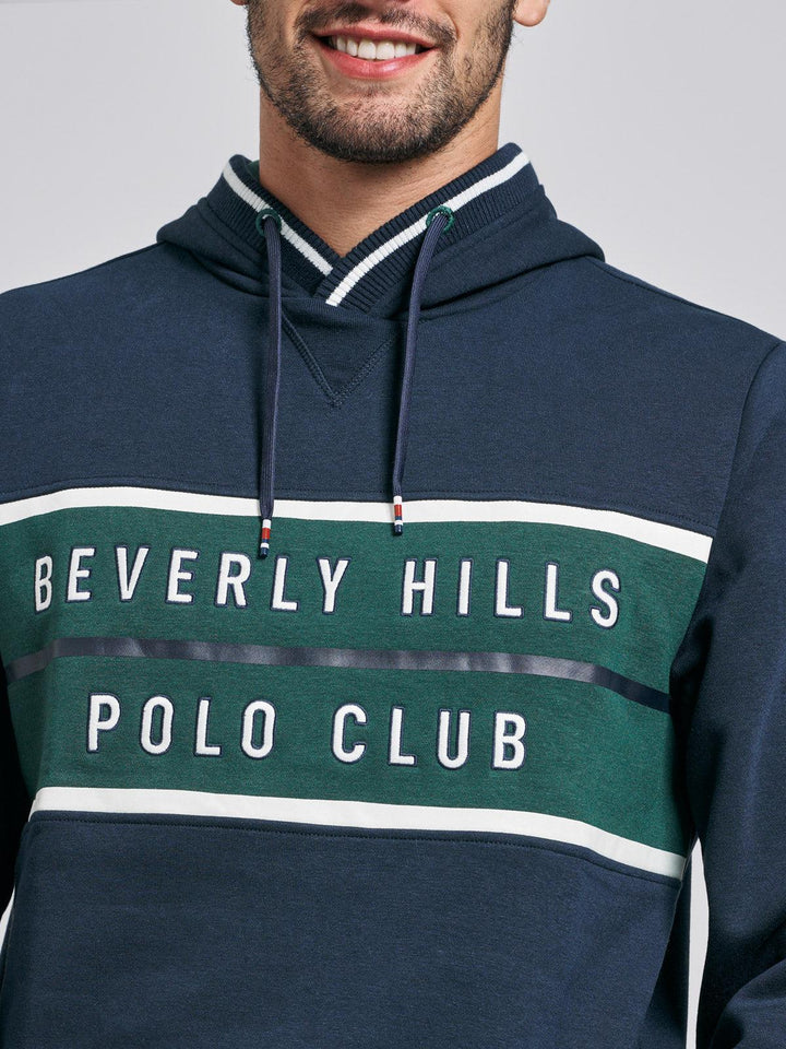 Beverly Hills Polo Club UK-BLOCK CONTRAST HOODIE NAVY