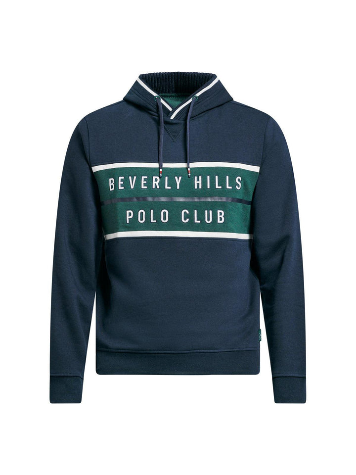 Beverly Hills Polo Club UK-BLOCK CONTRAST HOODIE NAVY