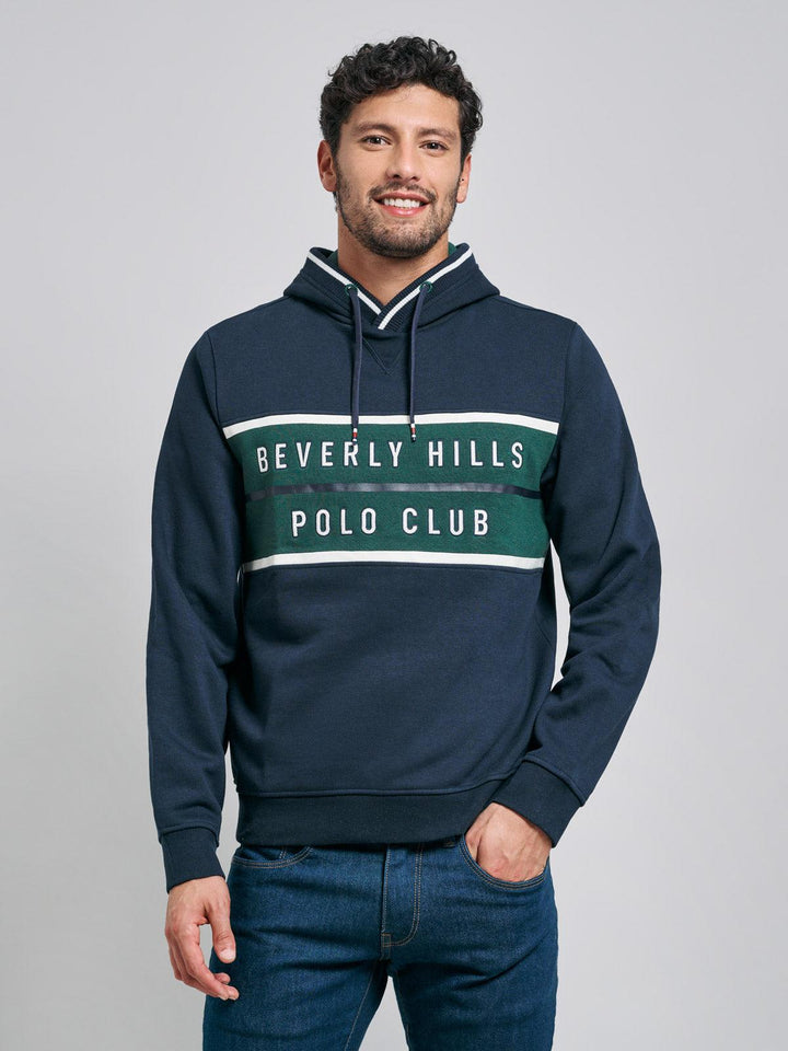 Beverly Hills Polo Club UK-BLOCK CONTRAST HOODIE NAVY