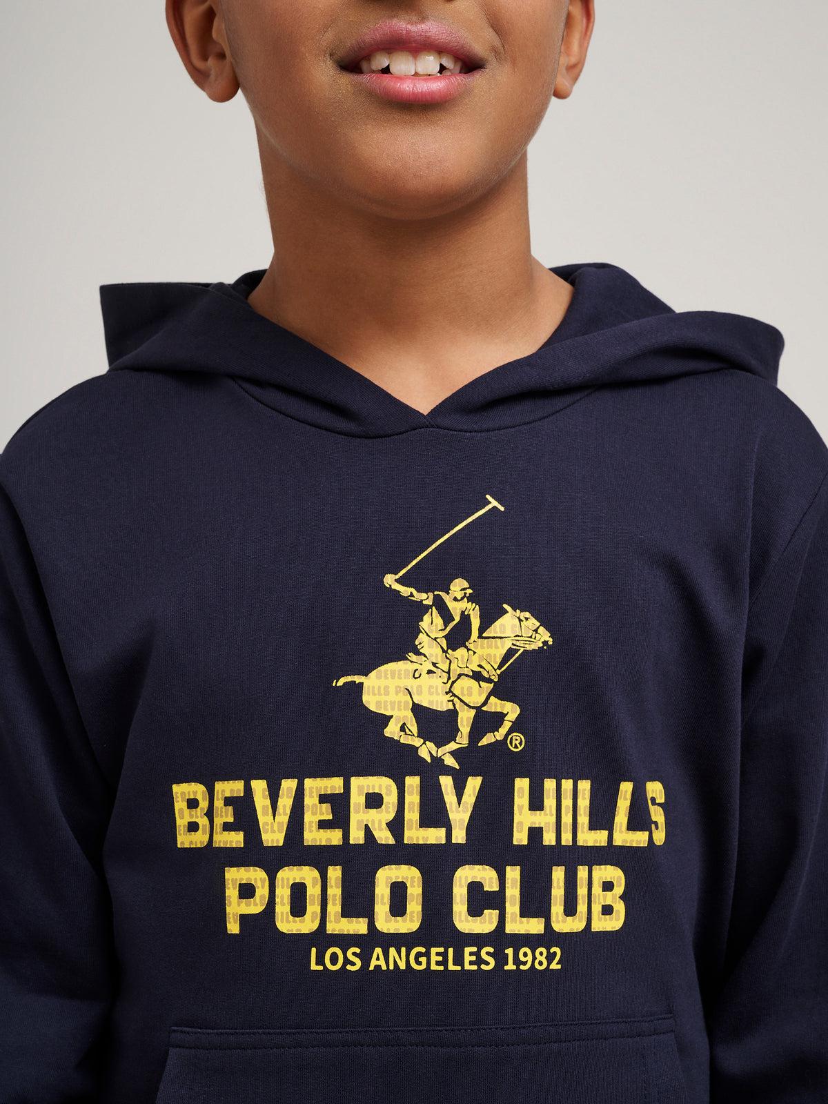 BLOCK LOGO HOODIE NAVY BEVERLY HILLS POLO CLUB