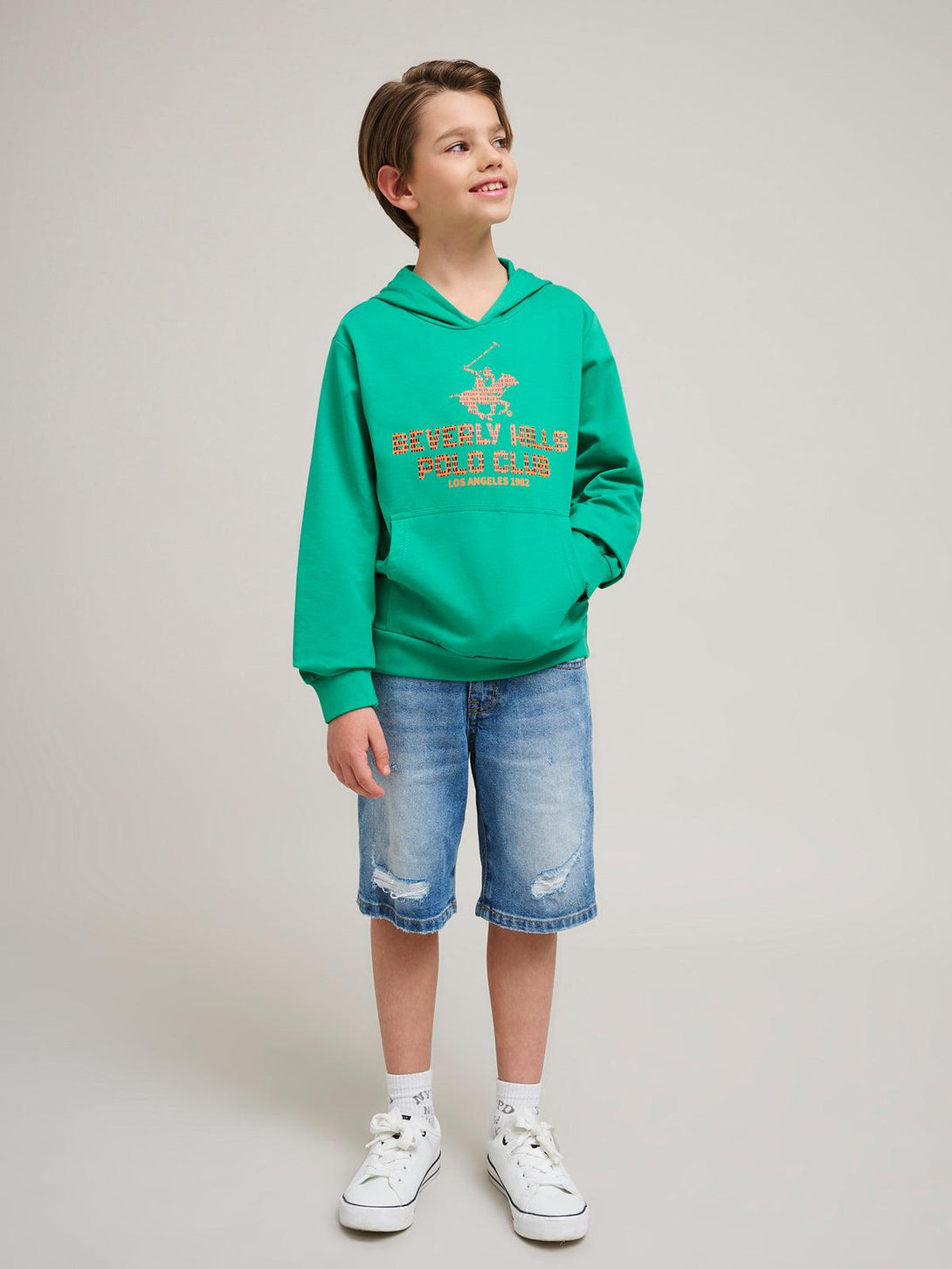 Beverly Hills Polo Club UK-BLOCK LOGO HOODIE SEA FOAM GREEN