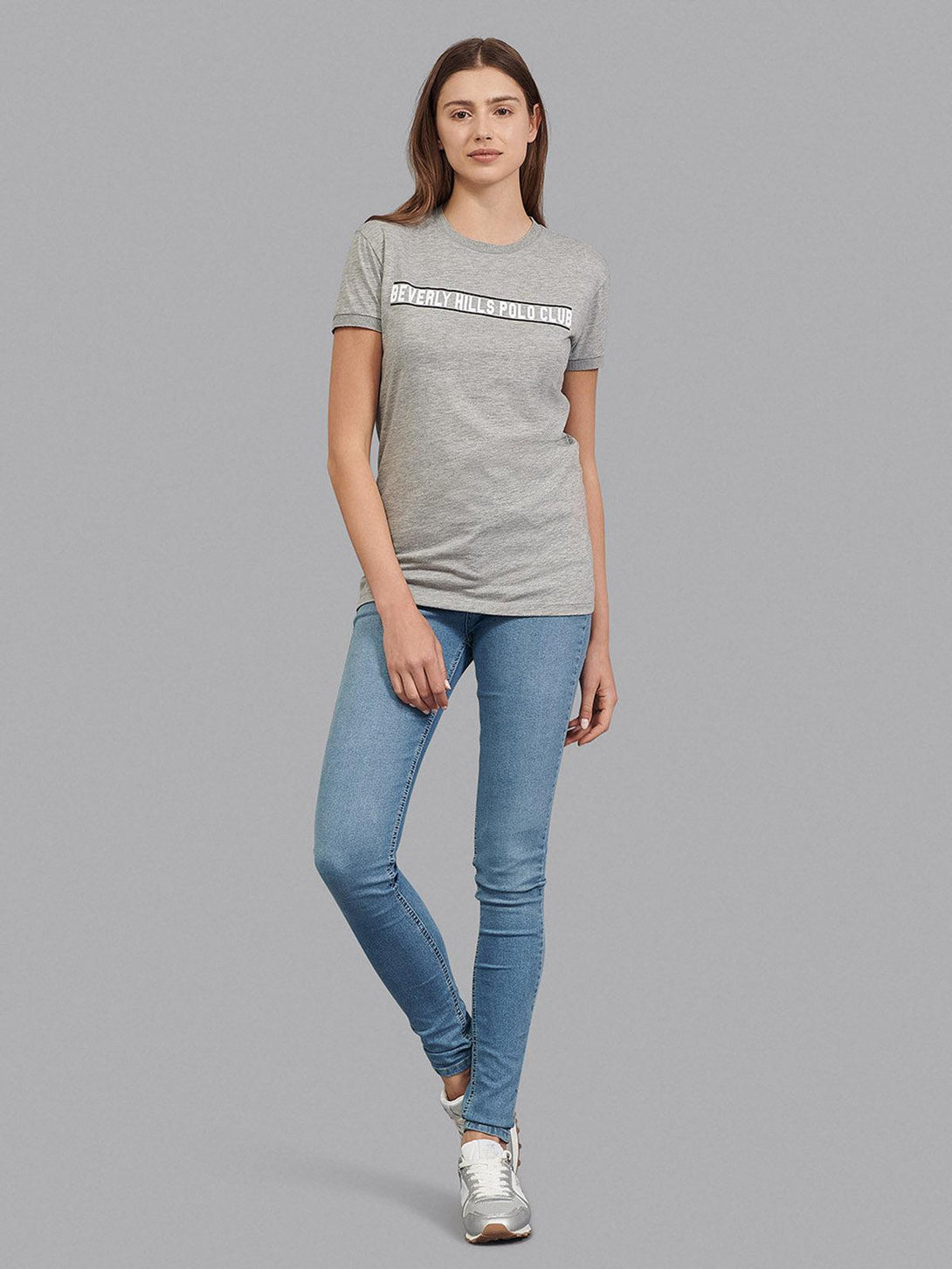 Beverly Hills Polo Club UK-BLOCK LOGO T-SHIRT GREY MELANGE