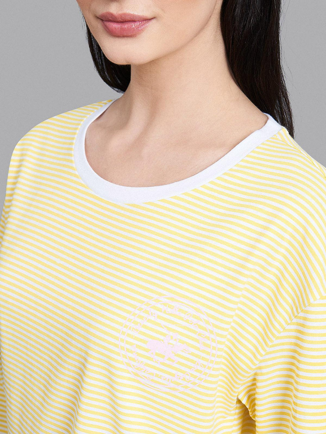 Beverly Hills Polo Club UK-BRETON STRIPE 3/4 SLEEVE LS T-SHIRT YELLOW