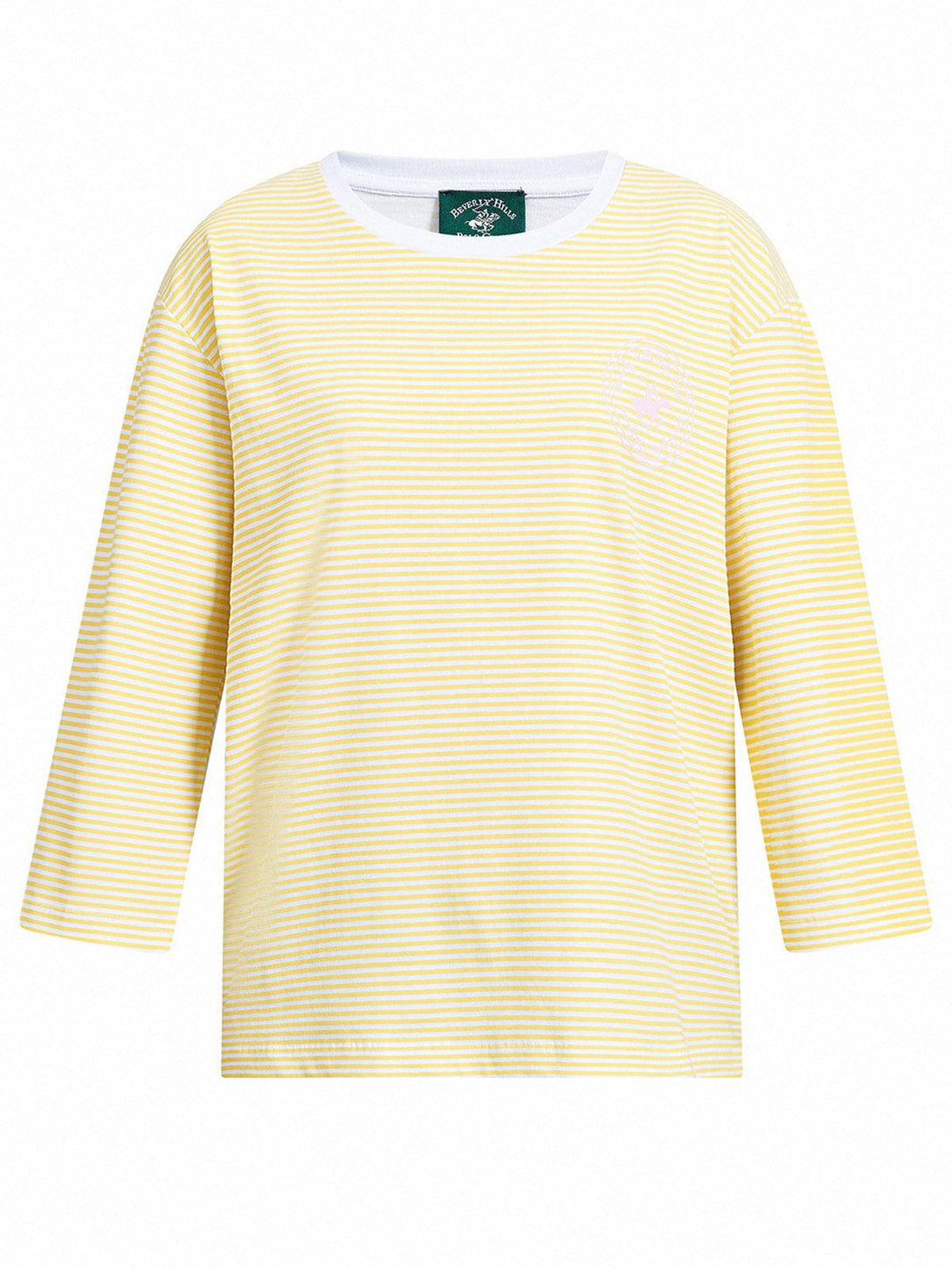 Beverly Hills Polo Club UK-BRETON STRIPE 3/4 SLEEVE LS T-SHIRT YELLOW