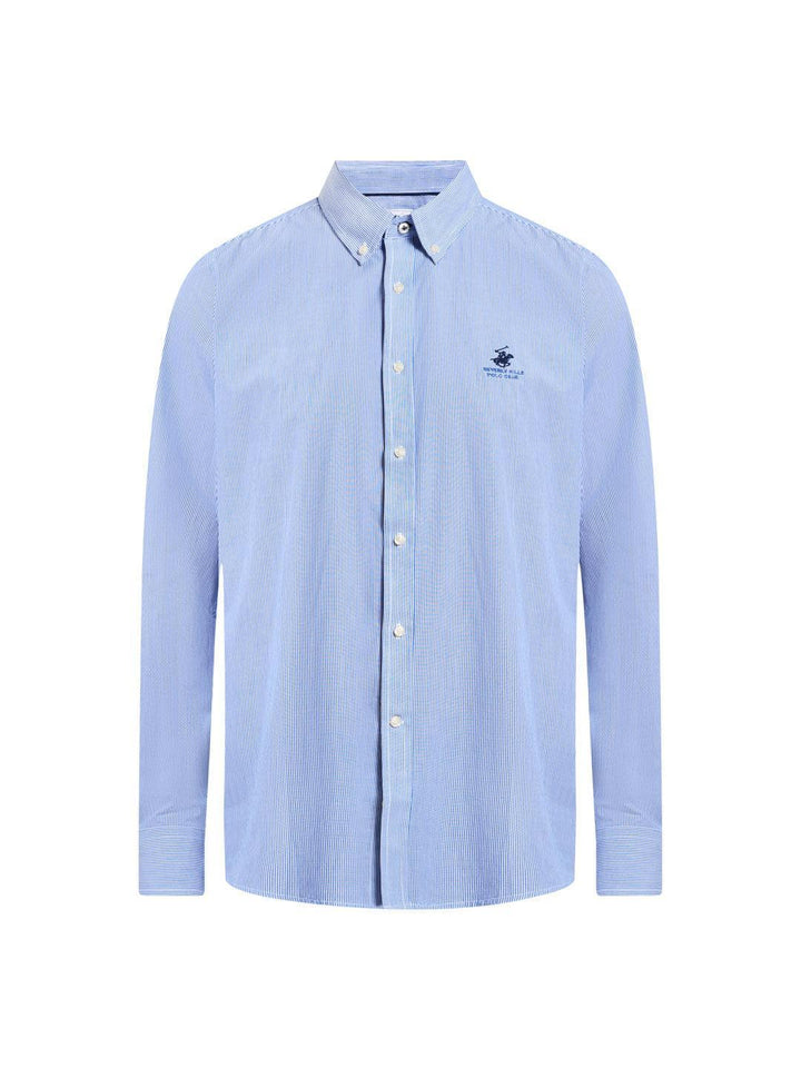 Beverly Hills Polo Club UK-BUTTON DOWN BENGAL STRIPE OXFORD SHIRT LIGHT BLUE