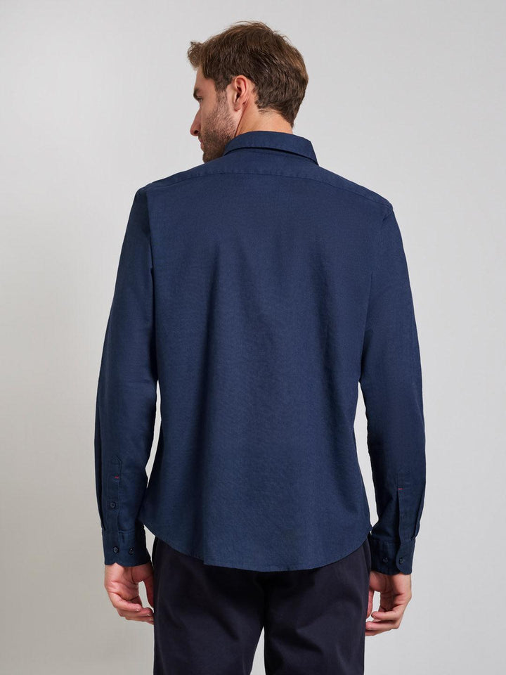 Beverly Hills Polo Club UK-BUTTON DOWN LINEN BLEND SHIRT DARK NAVY