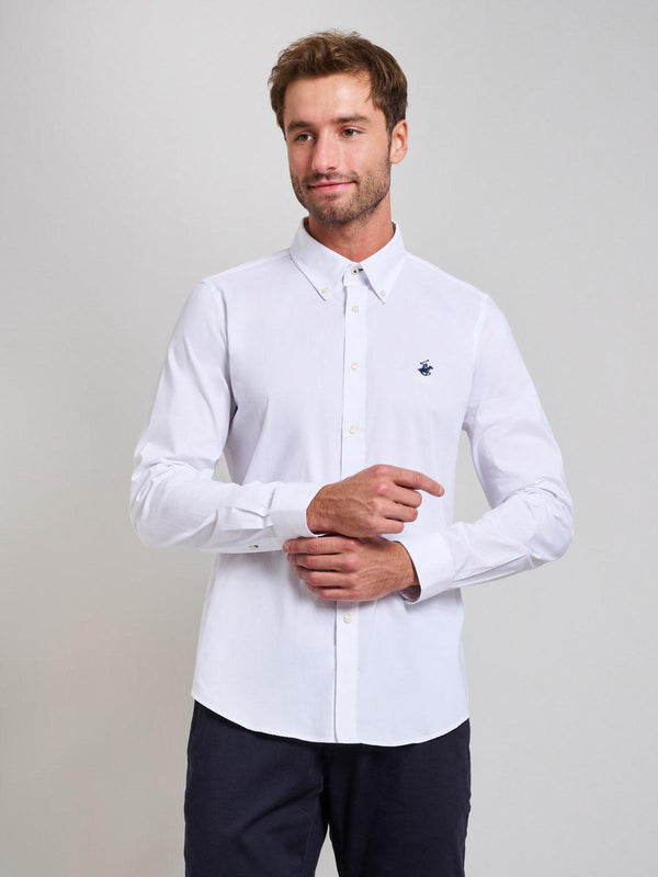 Beverly Hills Polo Club UK-BUTTON DOWN OXFORD SHIRT GHOST WHITE