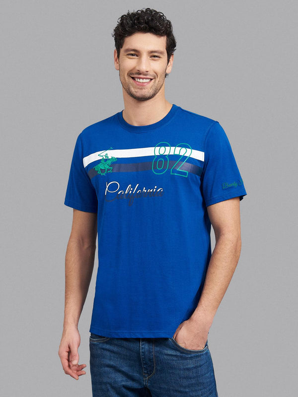 Beverly Hills Polo Club UK-CALIFORNIA 82 STRIPE POLO PONY T-SHIRT BALTIC BLUE