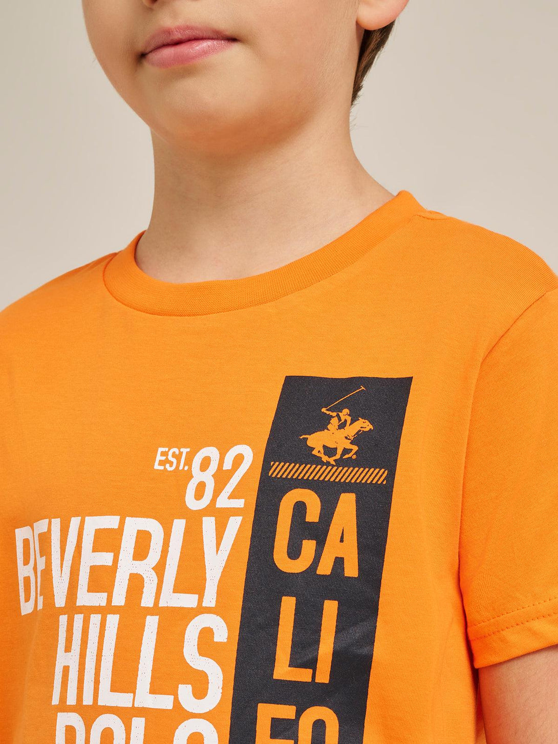 Beverly Hills Polo Club UK-CALIFORNIA BLOCK PRINT T-SHIRT TANGERINE ORANGE