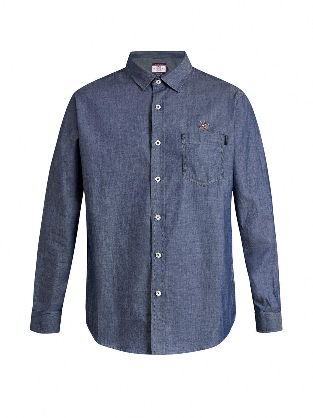 Beverly Hills Polo Club UK-CASUAL CHAMBRAY POCKET SHIRT TRUE NAVY