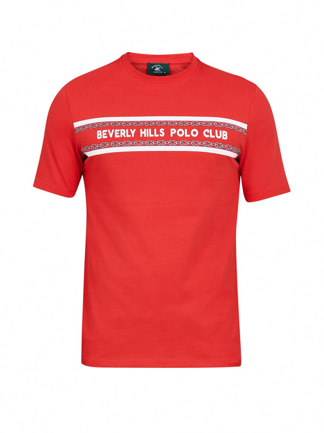 Beverly Hills Polo Club UK-CHAIN LINK STRIPE LOGO T-SHIRT RED