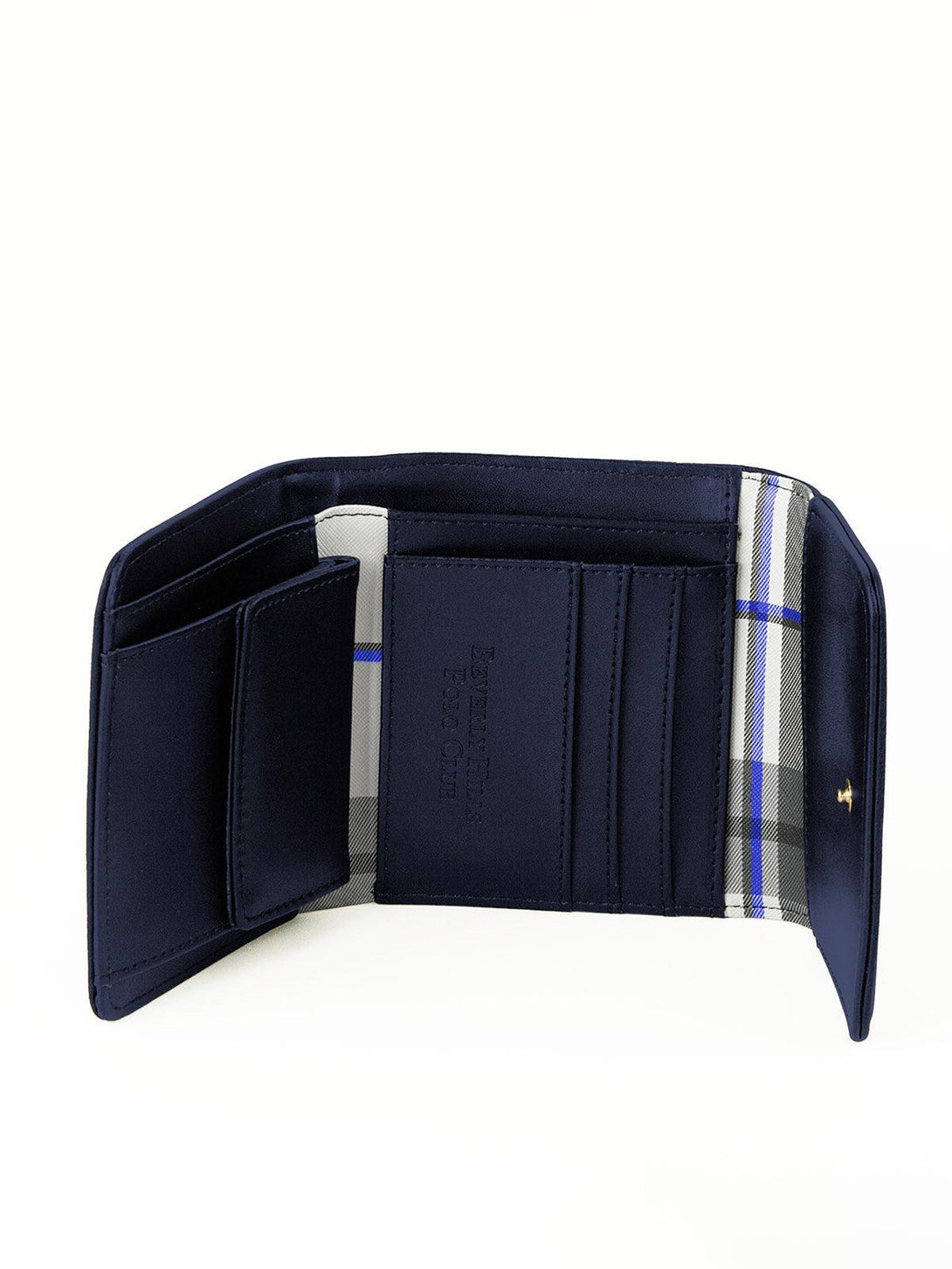 Beverly Hills Polo Club UK-CHECK CONTRAST WALLET BLUE