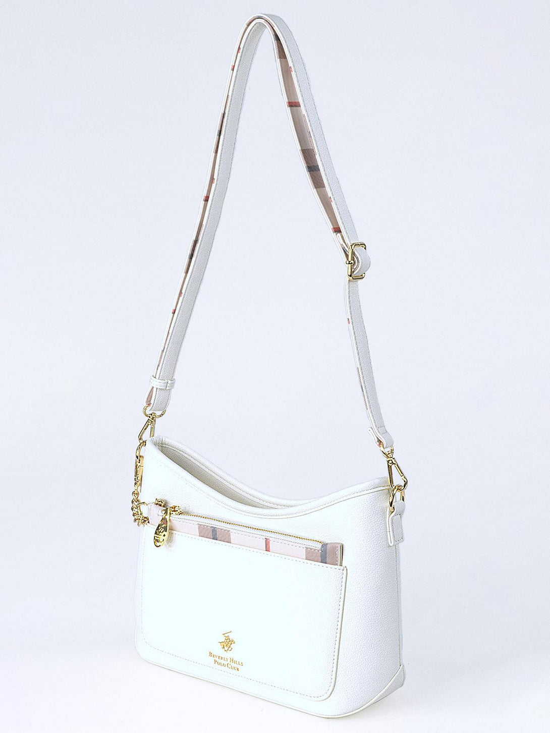 Beverly Hills Polo Club UK-CHECK PURSE MINI BAG WHITE