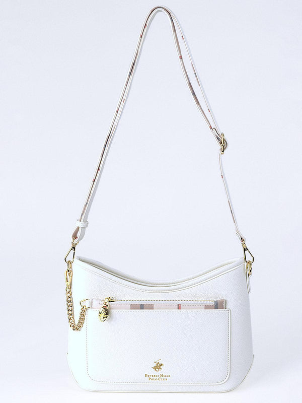 Beverly Hills Polo Club UK-CHECK PURSE MINI BAG WHITE