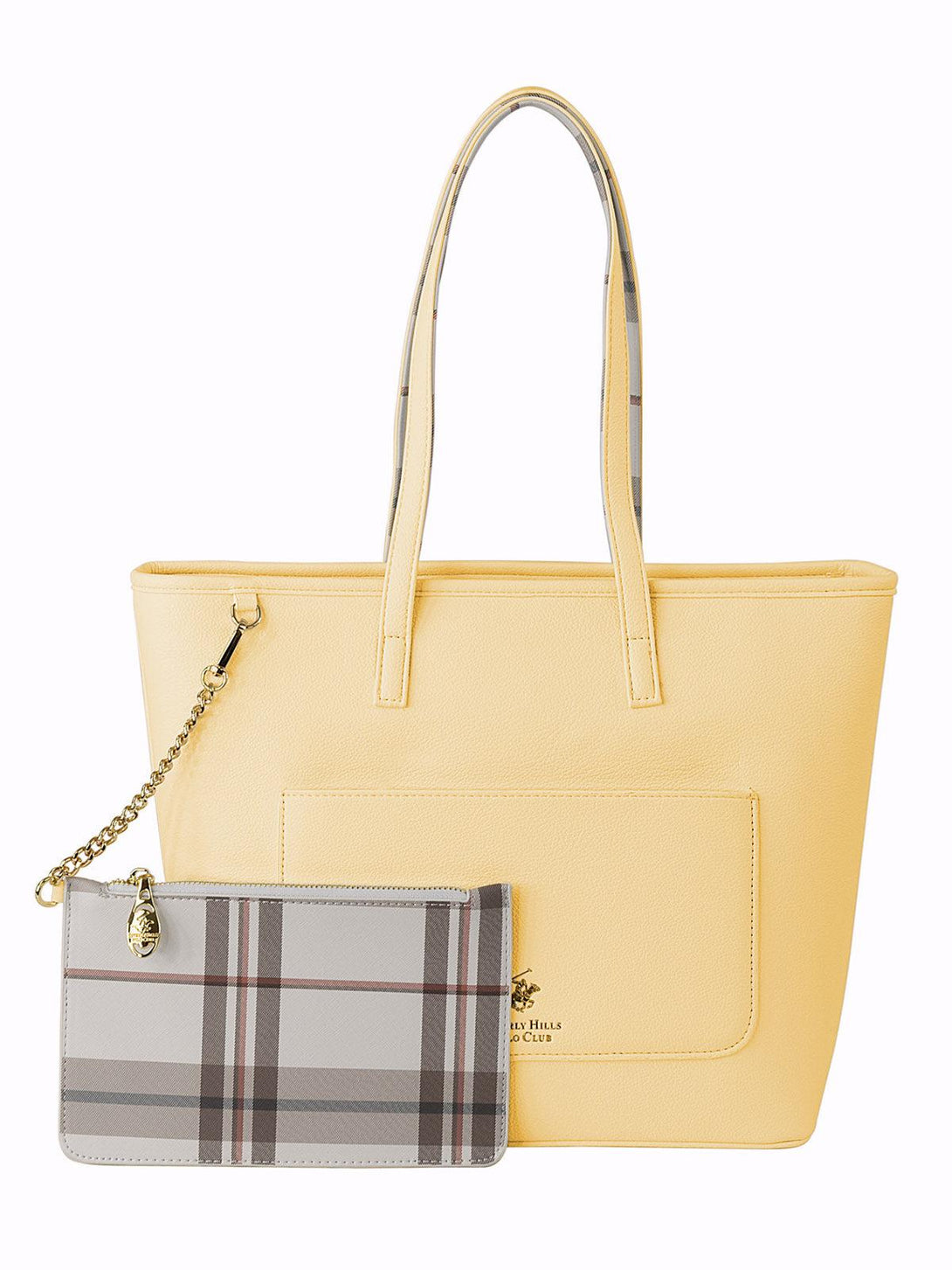 Beverly Hills Polo Club UK-CHECK PURSE MINI TOTE YELLOW