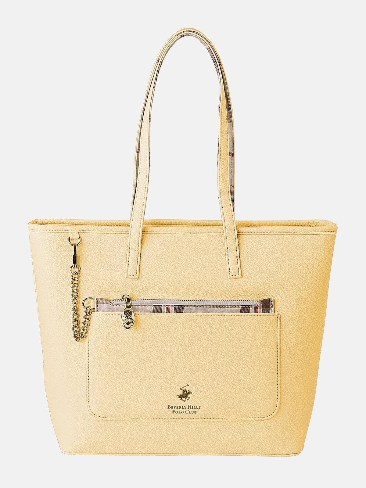 beverly hills polo club CHECK PURSE MINI TOTE YELLOW Free Shipping