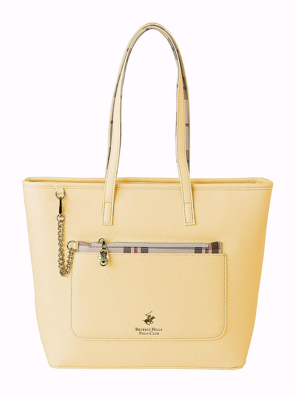 Beverly Hills Polo Club UK-CHECK PURSE MINI TOTE YELLOW