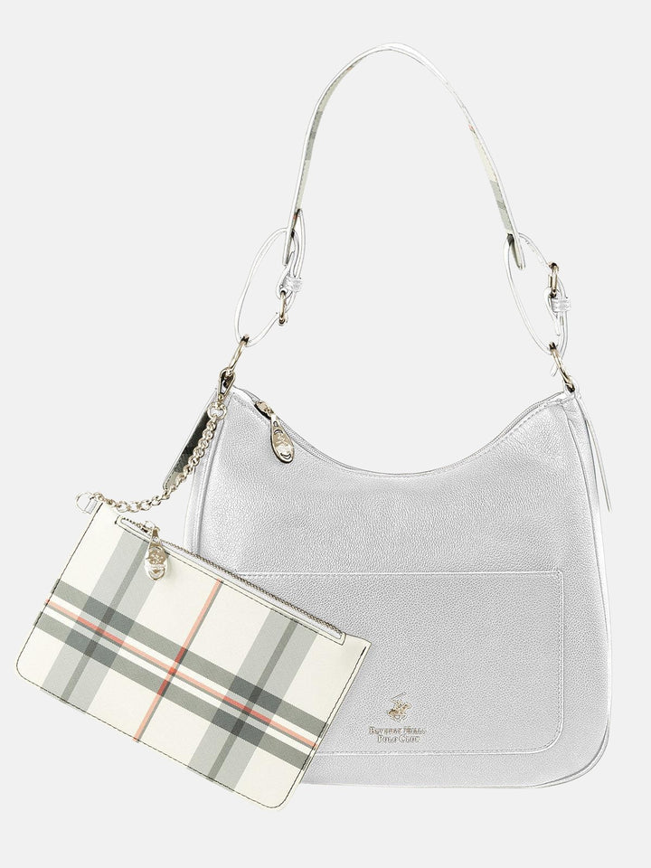 Beverly Hills Polo Club UK-CHECK PURSE SHOULDER BAG WHITE