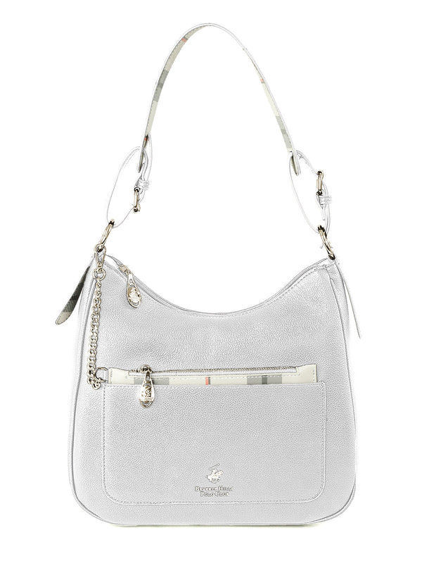 Beverly Hills Polo Club UK-CHECK PURSE SHOULDER BAG WHITE