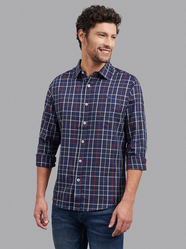 Beverly Hills Polo Club UK-CLASSIC CHECK CASUAL SHIRT TRUE NAVY