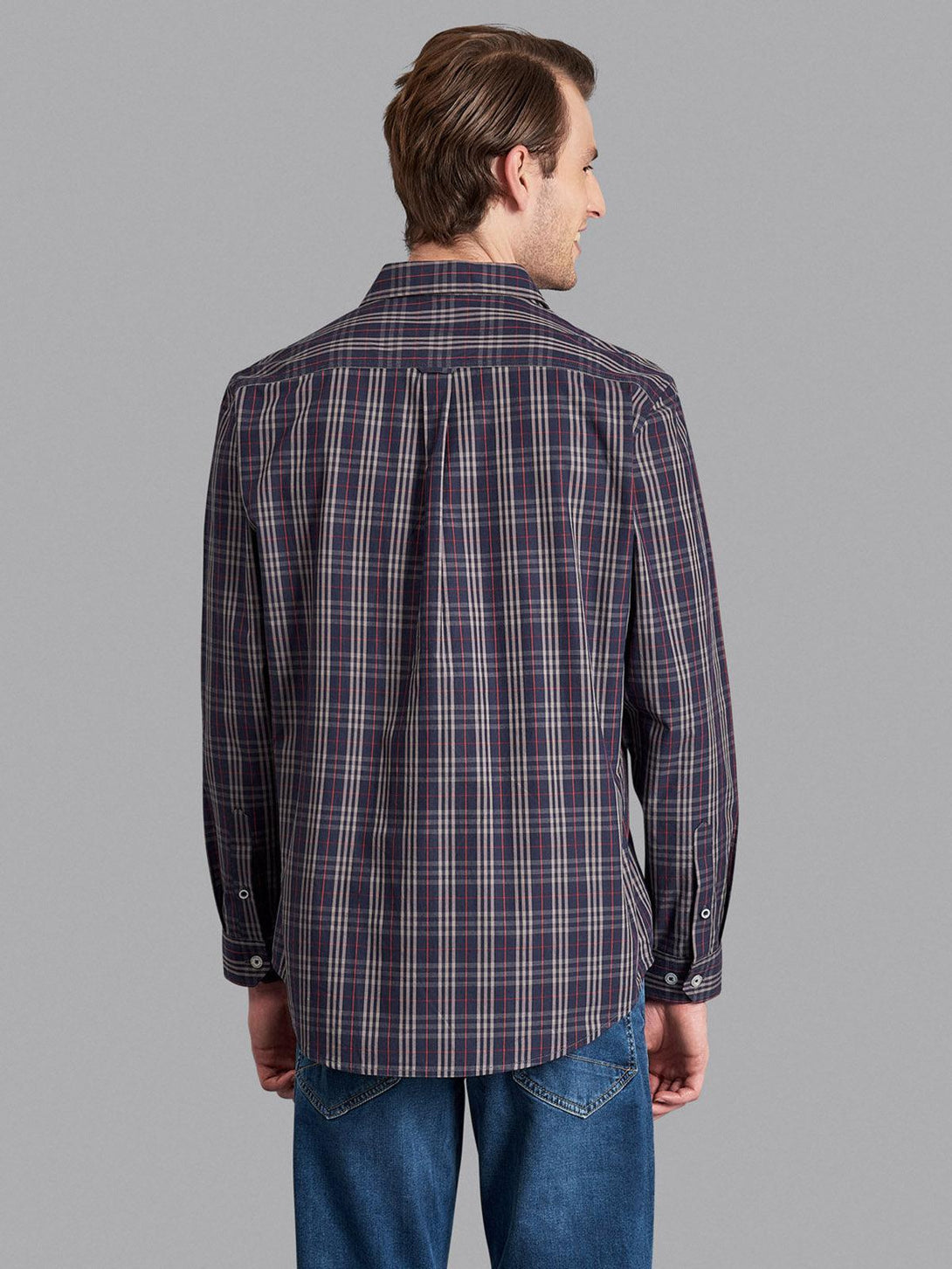 Beverly Hills Polo Club UK-CLASSIC CHECK SIGNATURE CASUAL SHIRT TRUE NAVY