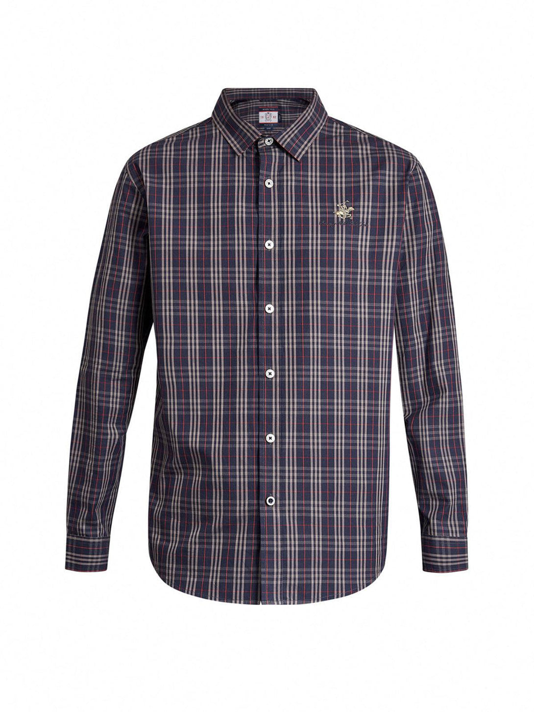 Beverly Hills Polo Club UK-CLASSIC CHECK SIGNATURE CASUAL SHIRT TRUE NAVY