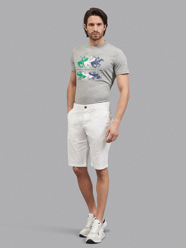 Beverly Hills Polo Club UK-CLASSIC FIT CHINO SHORTS WHITE