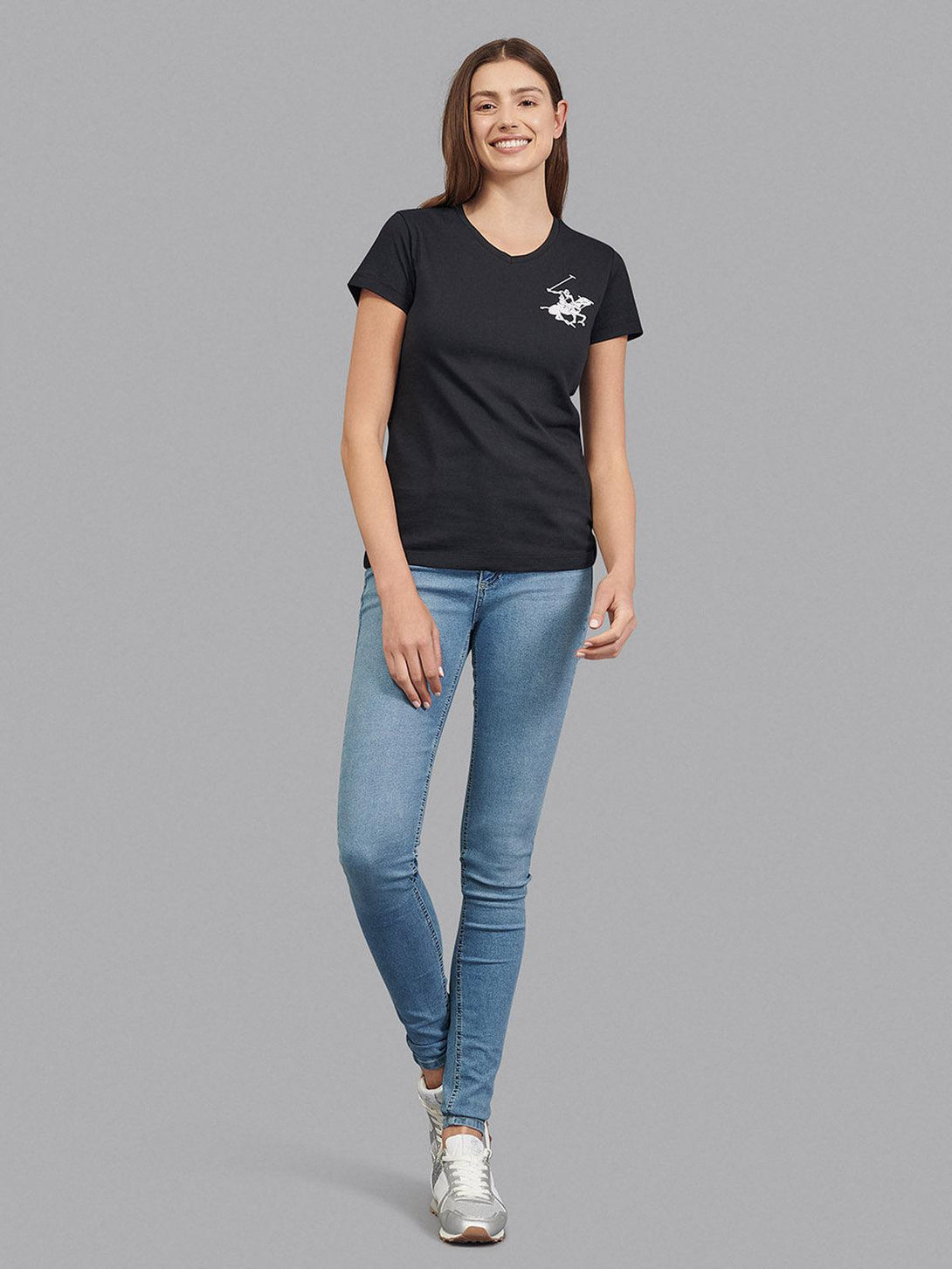 Beverly Hills Polo Club UK-CLASSIC LARGE PONY V-NECK T-SHIRT BLACK