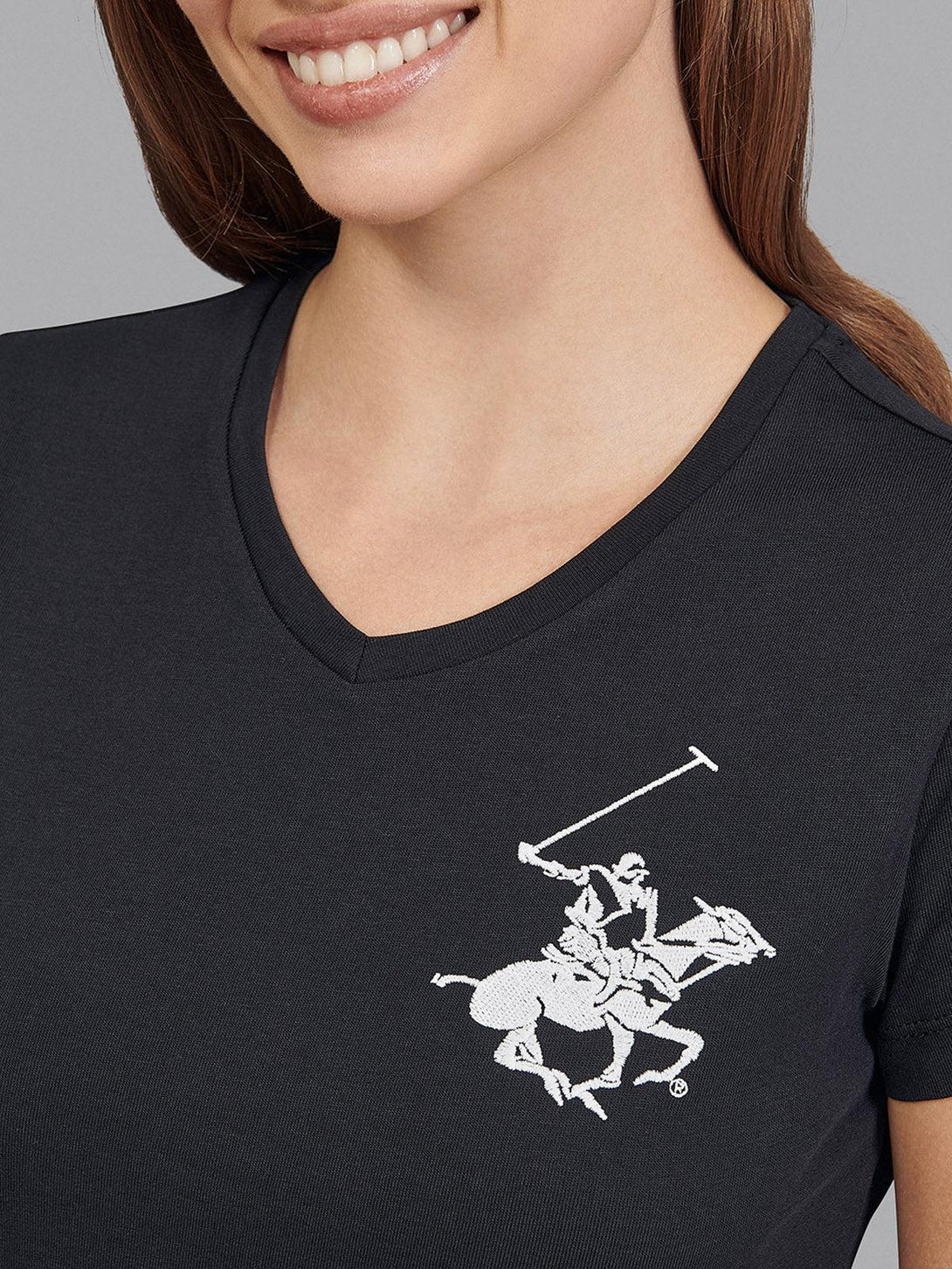 Beverly Hills Polo Club UK-CLASSIC LARGE PONY V-NECK T-SHIRT BLACK