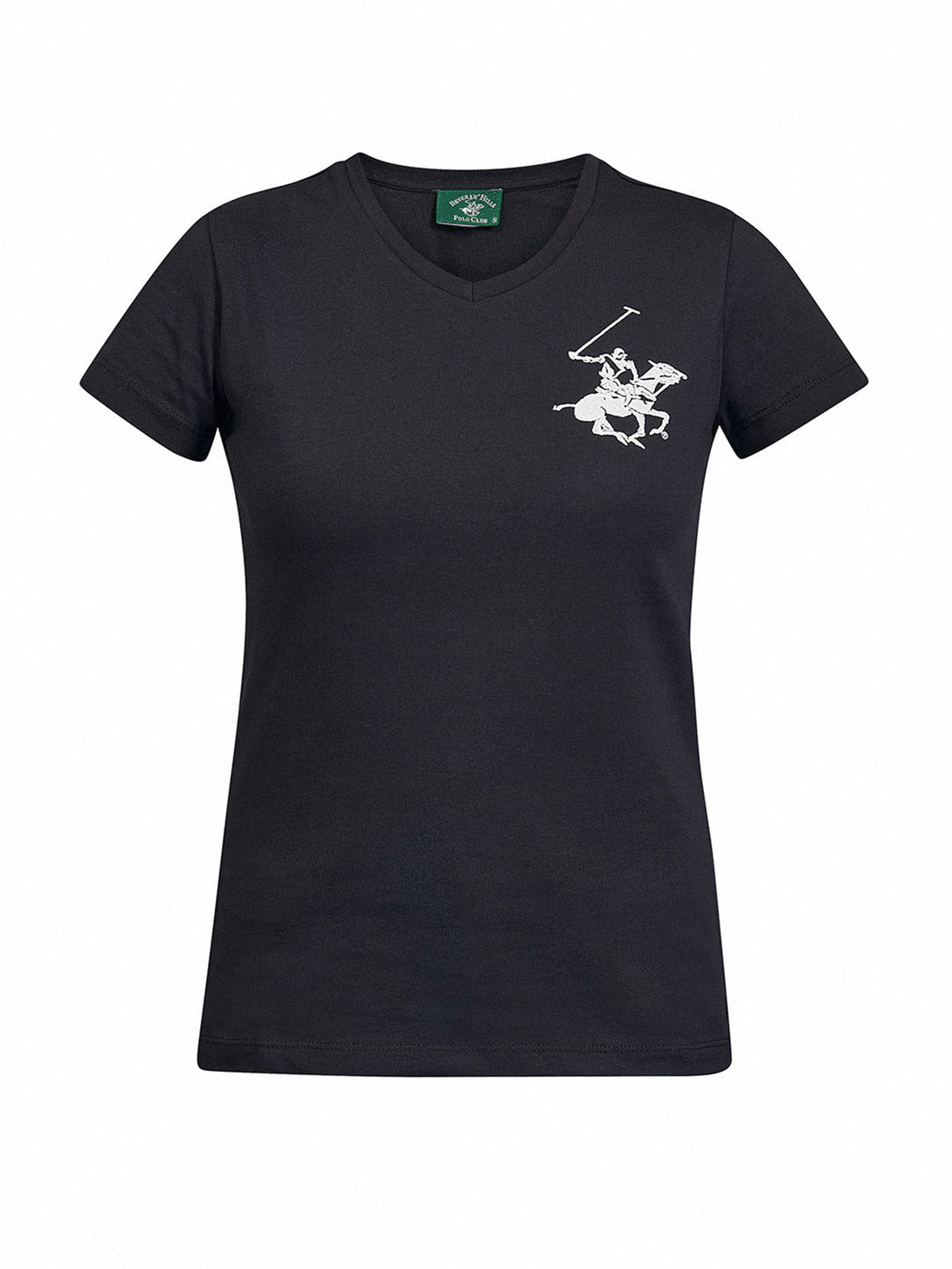 Beverly Hills Polo Club UK-CLASSIC LARGE PONY V-NECK T-SHIRT BLACK