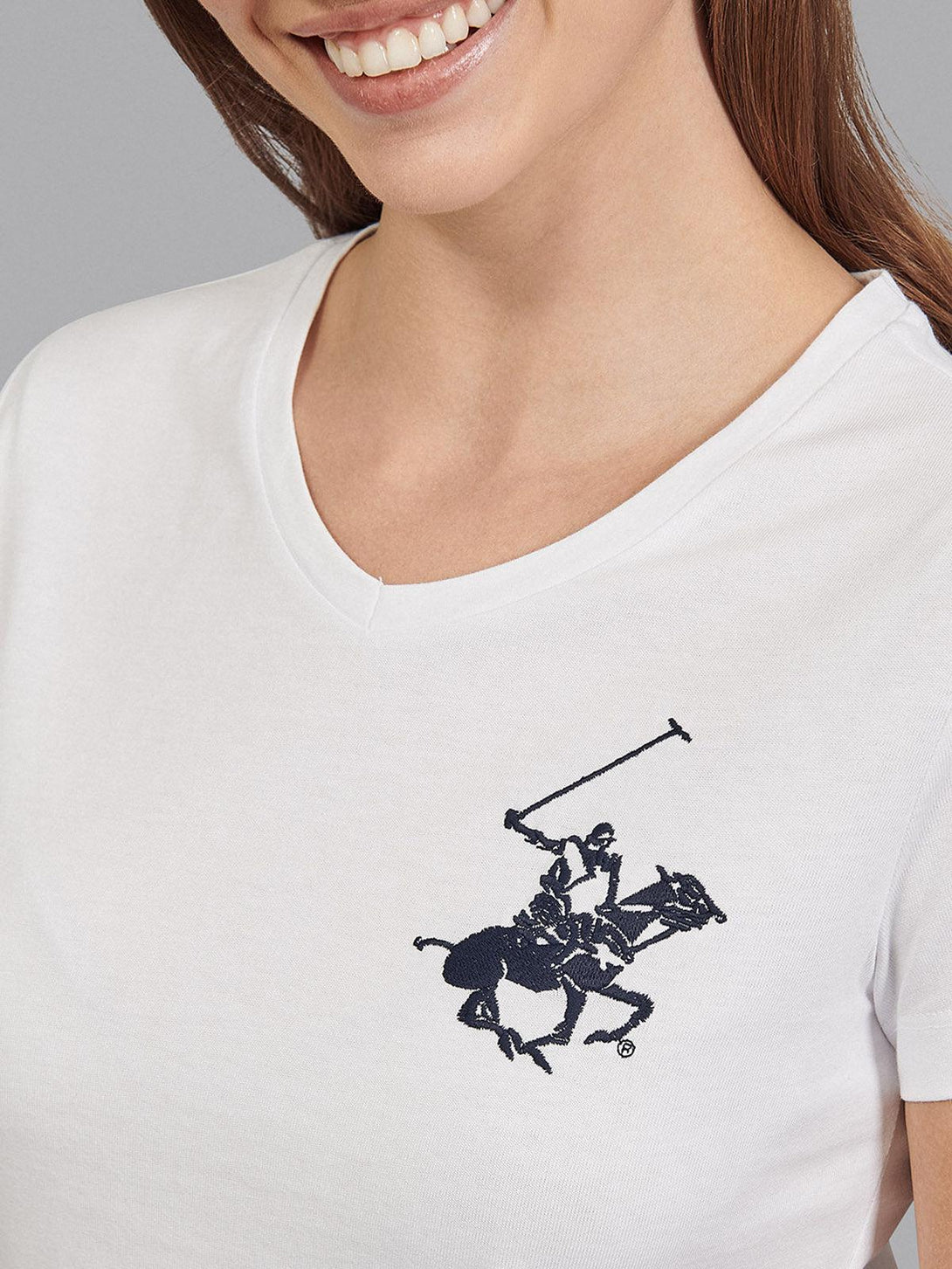 Beverly Hills Polo Club UK-CLASSIC LARGE PONY V-NECK T-SHIRT WHITE