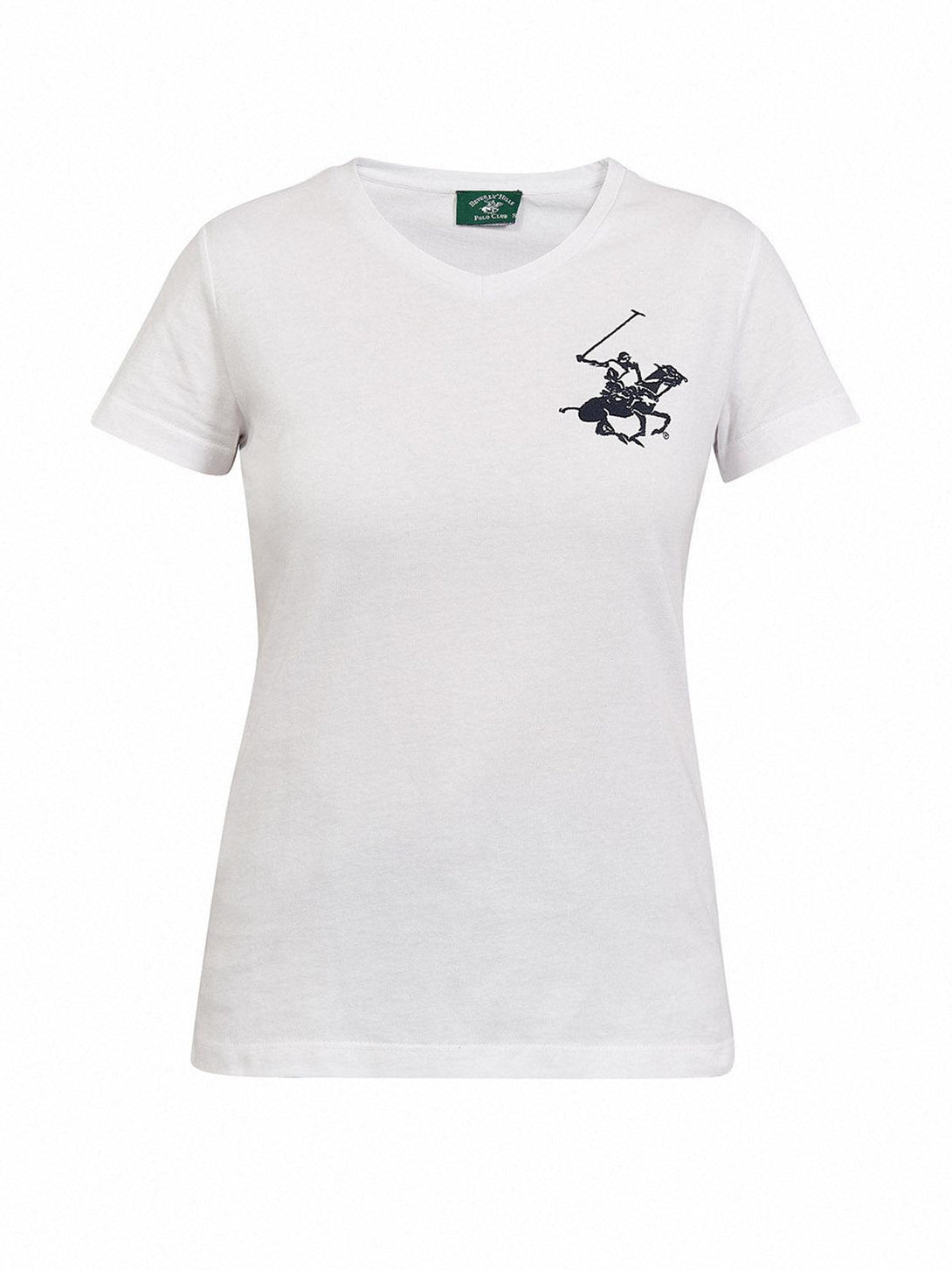 Beverly Hills Polo Club UK-CLASSIC LARGE PONY V-NECK T-SHIRT WHITE