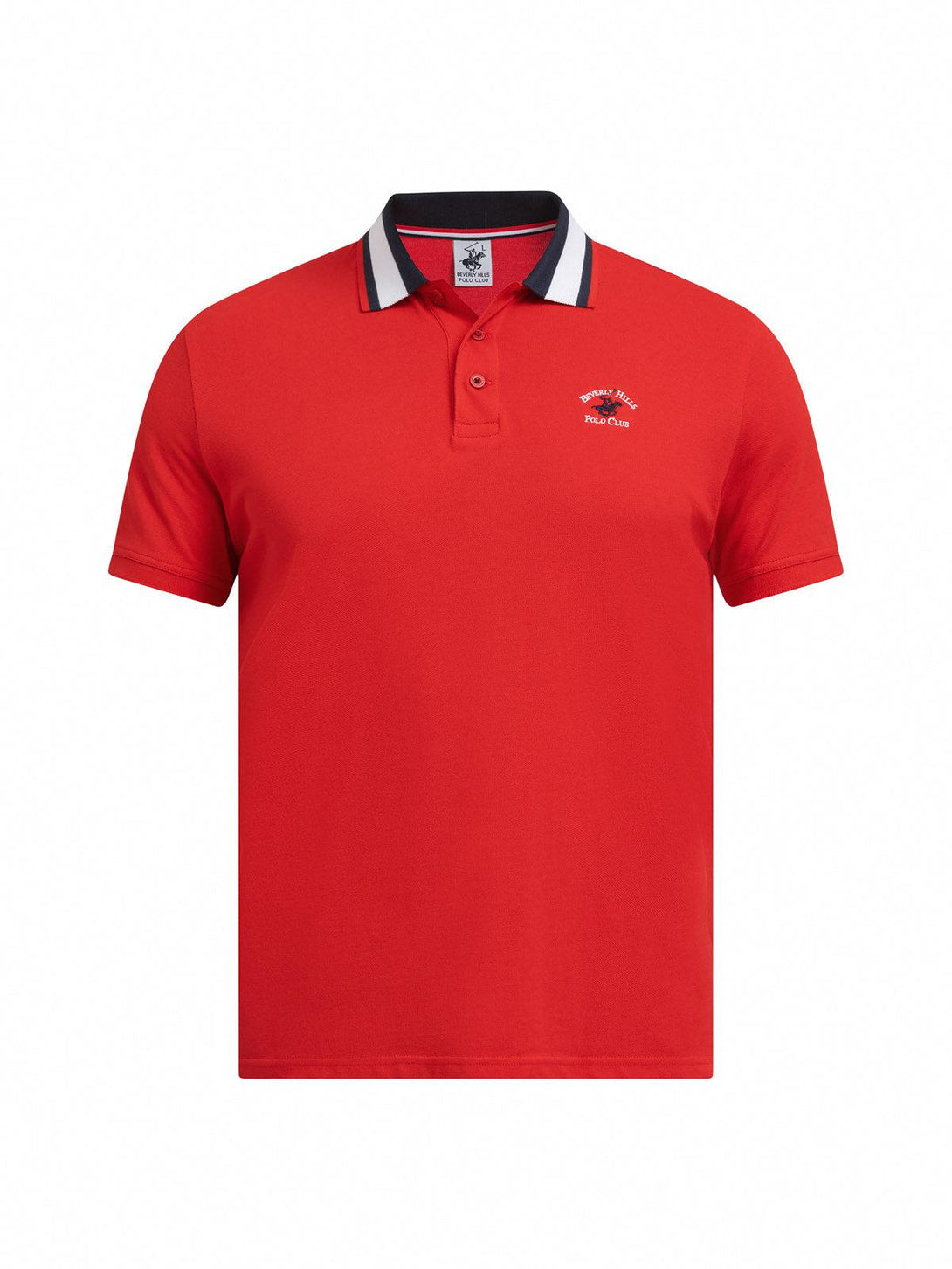 Beverly Hills Polo Club UK-COLLAR STRIPE POLO SHIRT RED